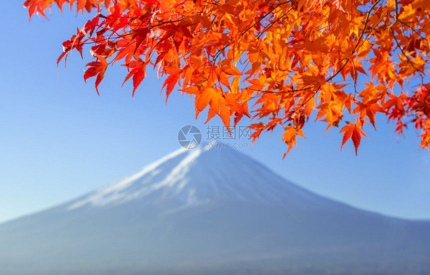 以秋季颜色用mtfuji显示的红色假图片