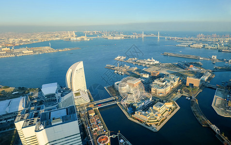 MinatoMirai海滨区横市风景空中观察高清图片