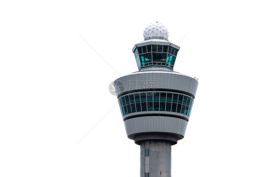 白色背景的机场控制塔图片