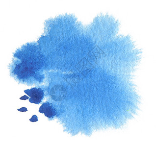 飞溅蓝色笔刷水彩画背景质纸孤立背景