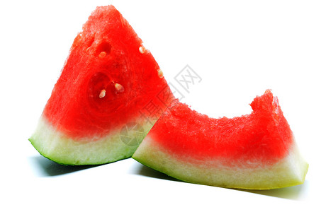 西瓜切片新鲜夏季水果甜品白底图片