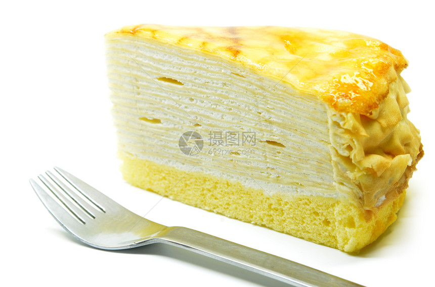 在白色背景上孤立的香草胡椒蛋糕图片