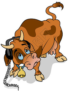卡通驾考带耳听器的牛背景