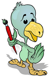 卡通长尾鲨色彩多的鸟类控股画笔背景