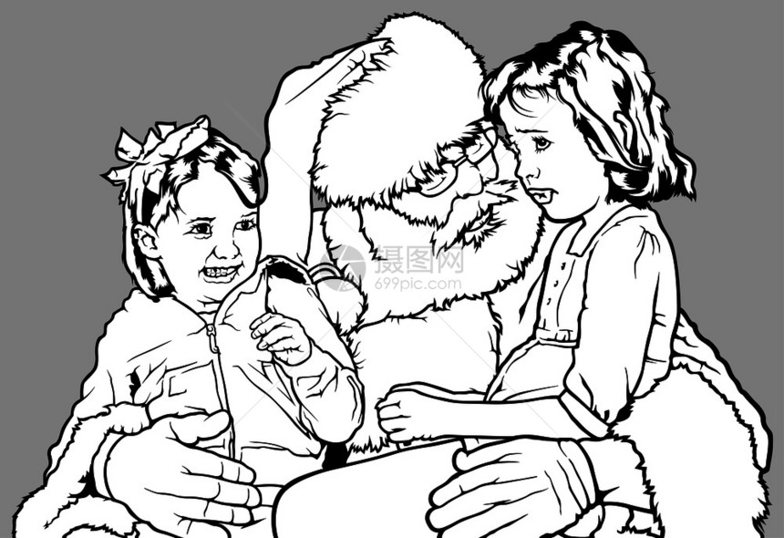 圣诞老人带孩子图片