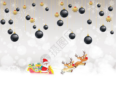 圣诞树和鹿与球背景背景图片