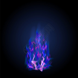 蓝火燃烧焰在黑暗背景上孤立图片
