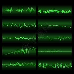 绿色声音波集平衡器屏幕音乐振动图无线电波振荡图图片
