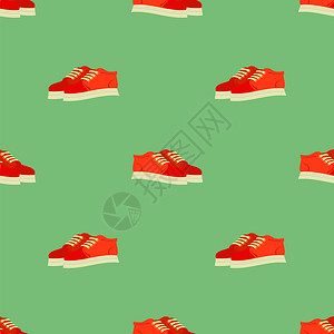 以绿色模式孤立的无缝红鞋模式背景图片