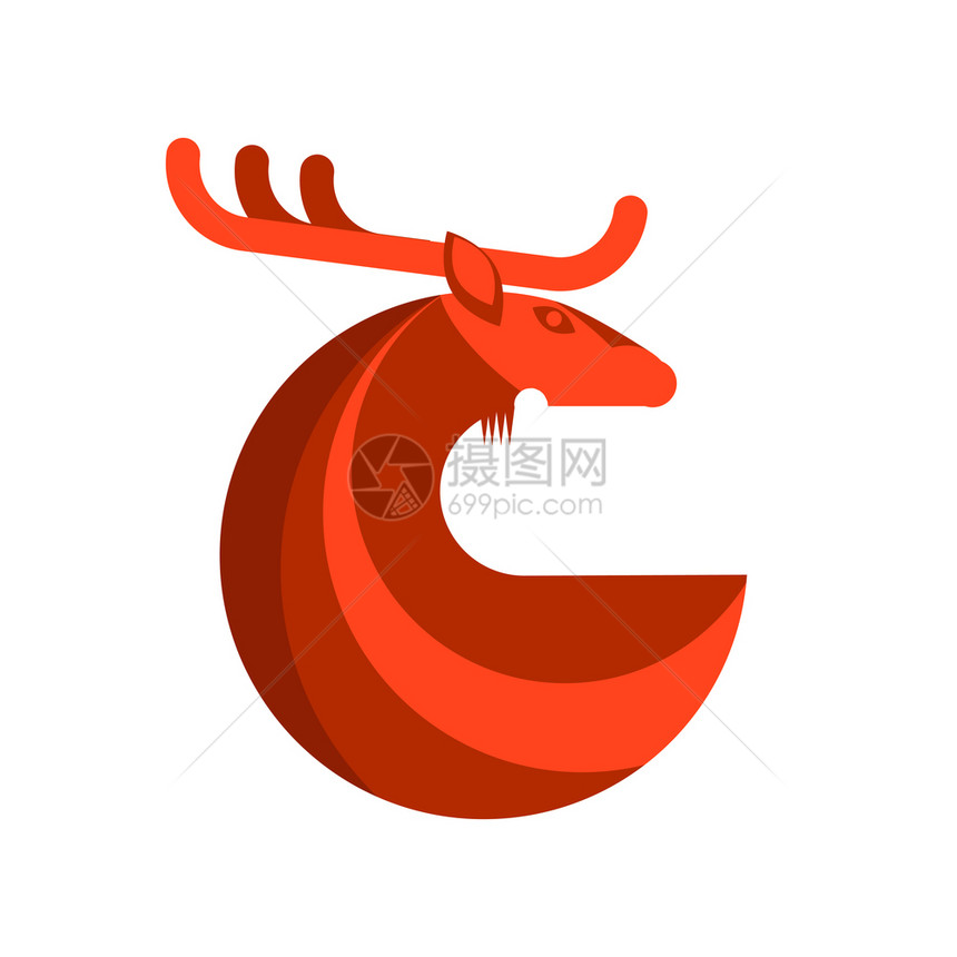 红鹿回合图标白色背景上孤立的图片