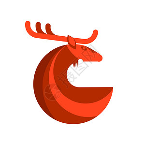 雅鹿标志红鹿回合图标白色背景上孤立的背景