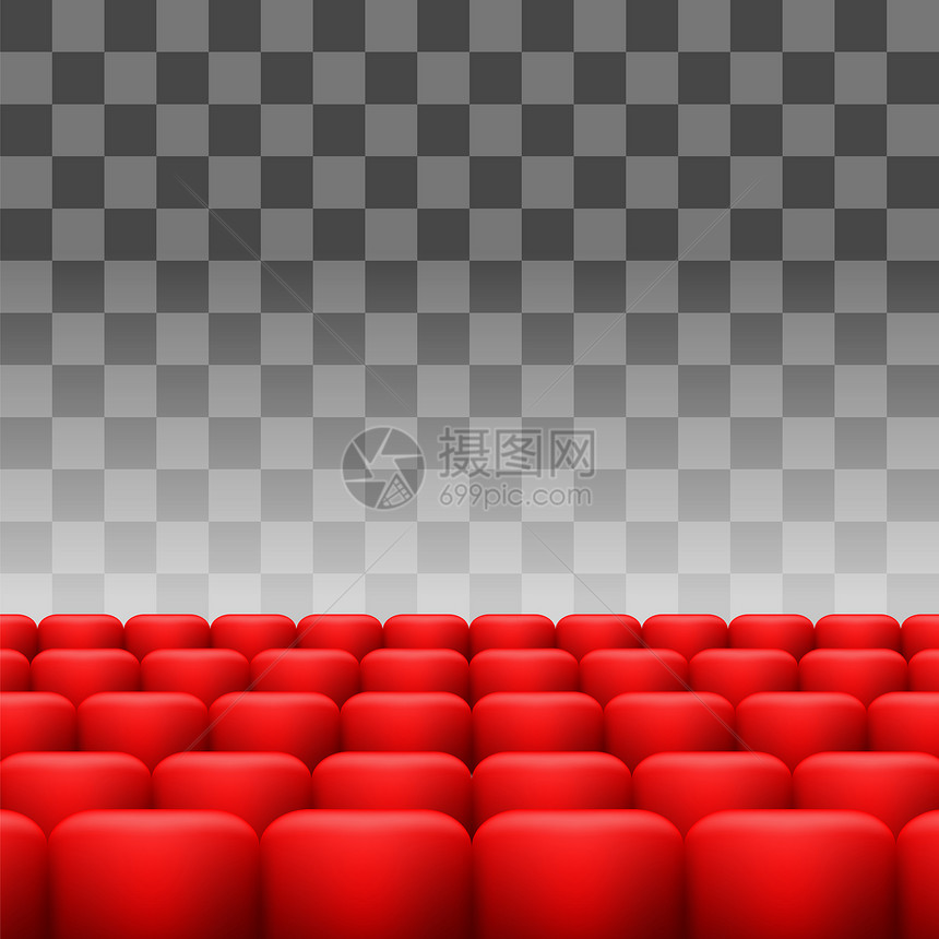 在检查背景上孤立的豪华红座椅集图片