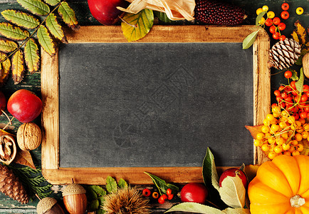 季节水果蔬菜和叶的秋季背景图片