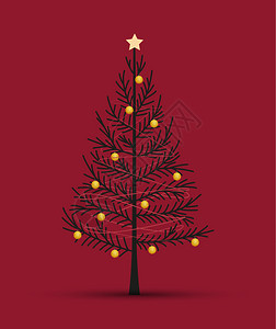 圣诞快乐贺卡树矢量插图图片