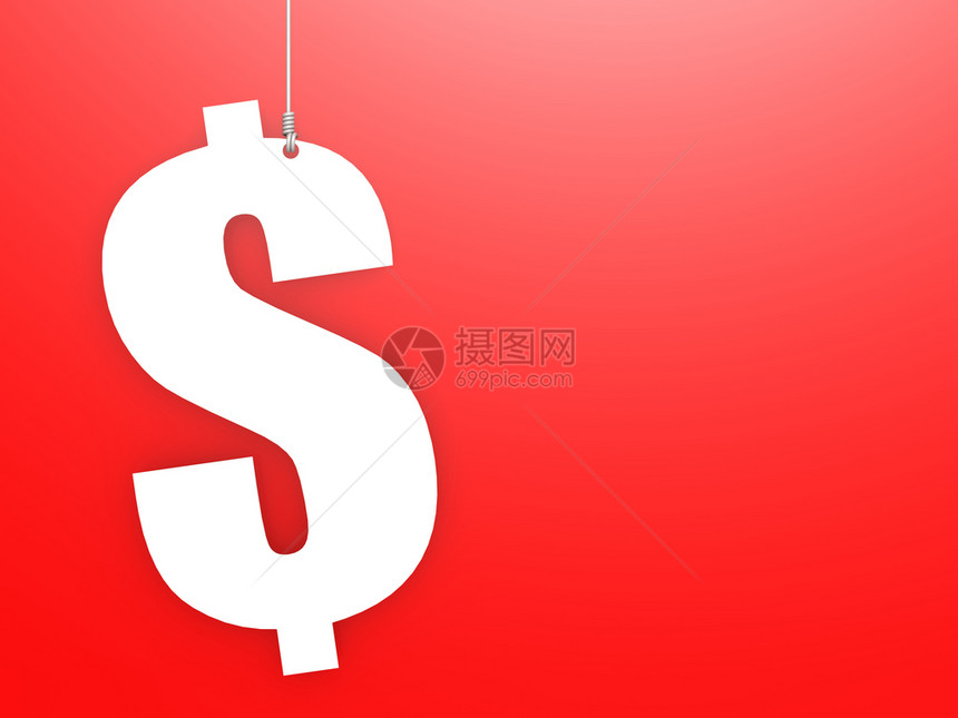 美元符号挂红色背景3折叠图片
