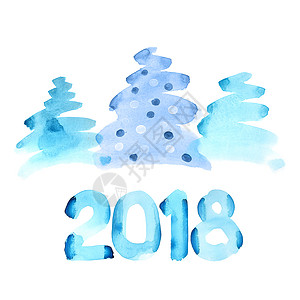 2018年新快乐水彩圣诞树笔刷图片