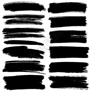 白色背景上隔离的一组黑色平面笔光栅插图图片