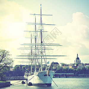 瑞典斯德哥尔摩旧城历史船图片