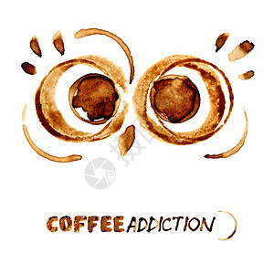 咖啡成瘾咖啡污渍对猫头鹰的有趣眼目图片