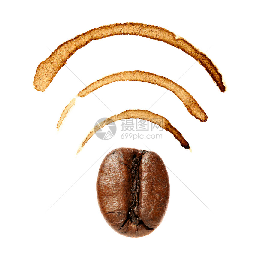 咖啡豆和污渍的无线Fi标志图片