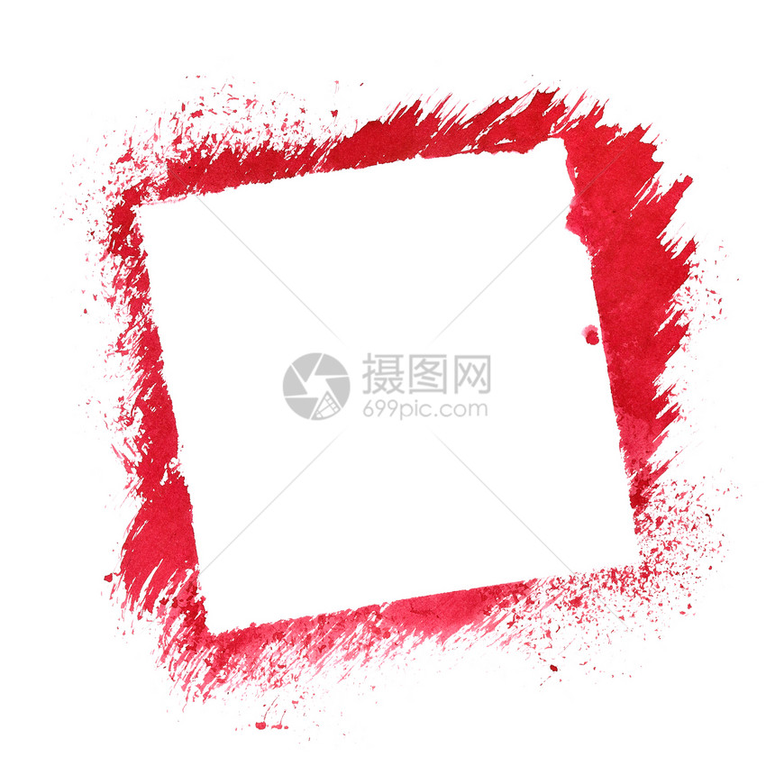 白色背景上孤立的红色正方形斜边框图片