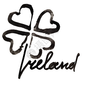 爱尔兰四叶树三和白背景的字母高清图片