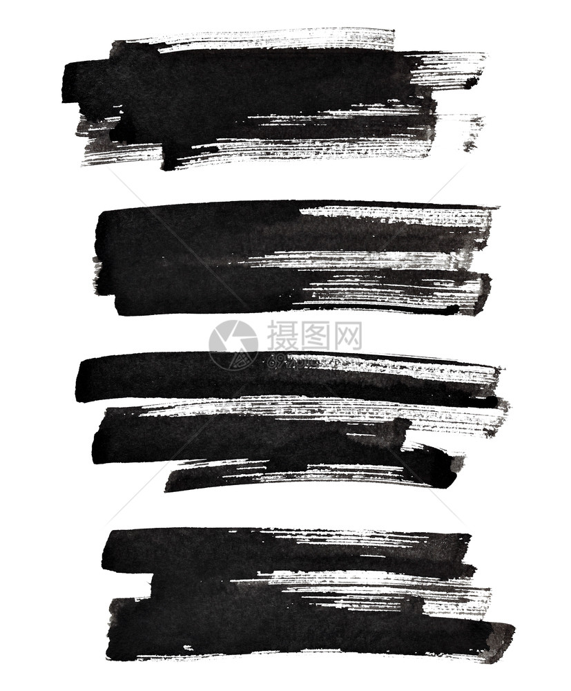 白色背景上孤立的一组纹理黑笔中风图片
