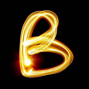 黄色霓虹灯光B由黑色背景的浅字母表创建背景