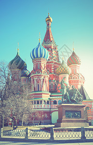 俄罗斯莫科红广场大教堂Retro风格过滤图像图片