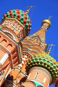 洋葱圆顶炮楼俄罗斯莫科红广场圣巴西尔大教堂背景