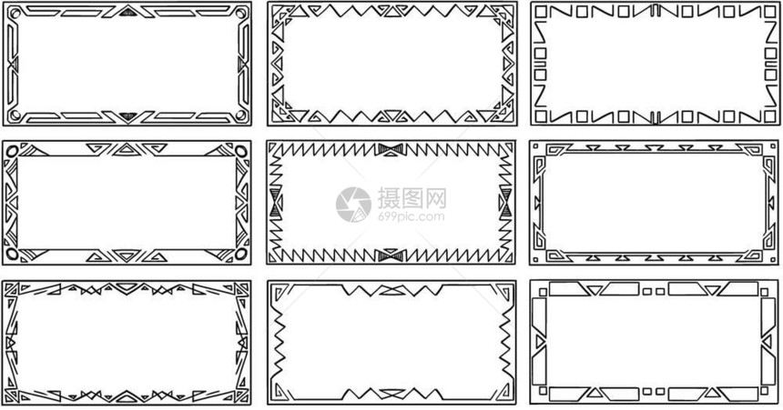 一套各种艺术几何装饰框架标签设计图片
