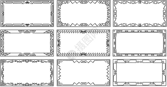 一套各种艺术几何装饰框架标签设计图片