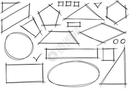 一组各种2D几何形状的粗略图案图片