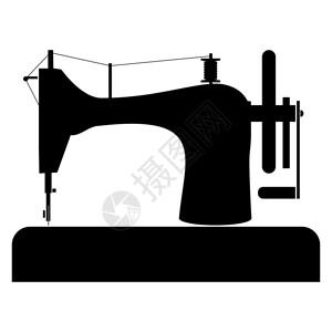 黑色工艺品缝纫机图标插画