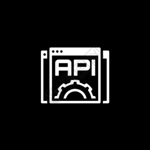 Api设置API图标平面设计商业和营销孤立说明带有文本和Gear的网页插画