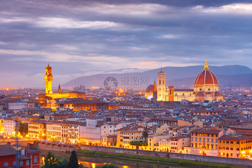 意大利日落时佛罗伦萨的著名观点日落时佛罗伦萨的著名观点意大利托斯卡尼佛罗伦萨的PiazzaleMichalangelo图片