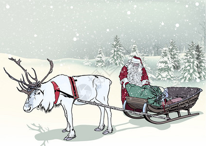 冬季风景和圣诞老人背景图片