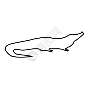 凯门鳄鳄鱼黑色图标插画