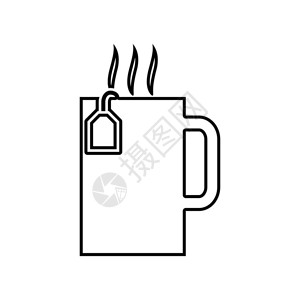 低咖啡因杯子加热茶黑图标插画