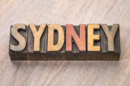 旧式纸质印刷木型的悉尼字摘要背景图片