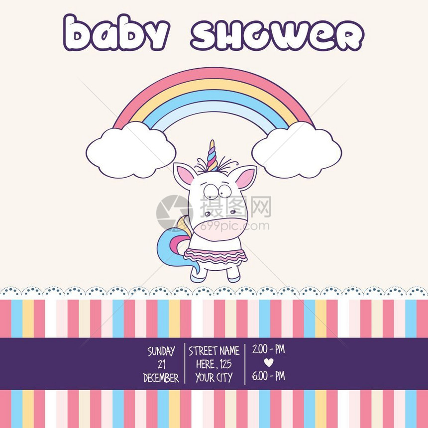 美丽的婴儿淋浴卡模板图片