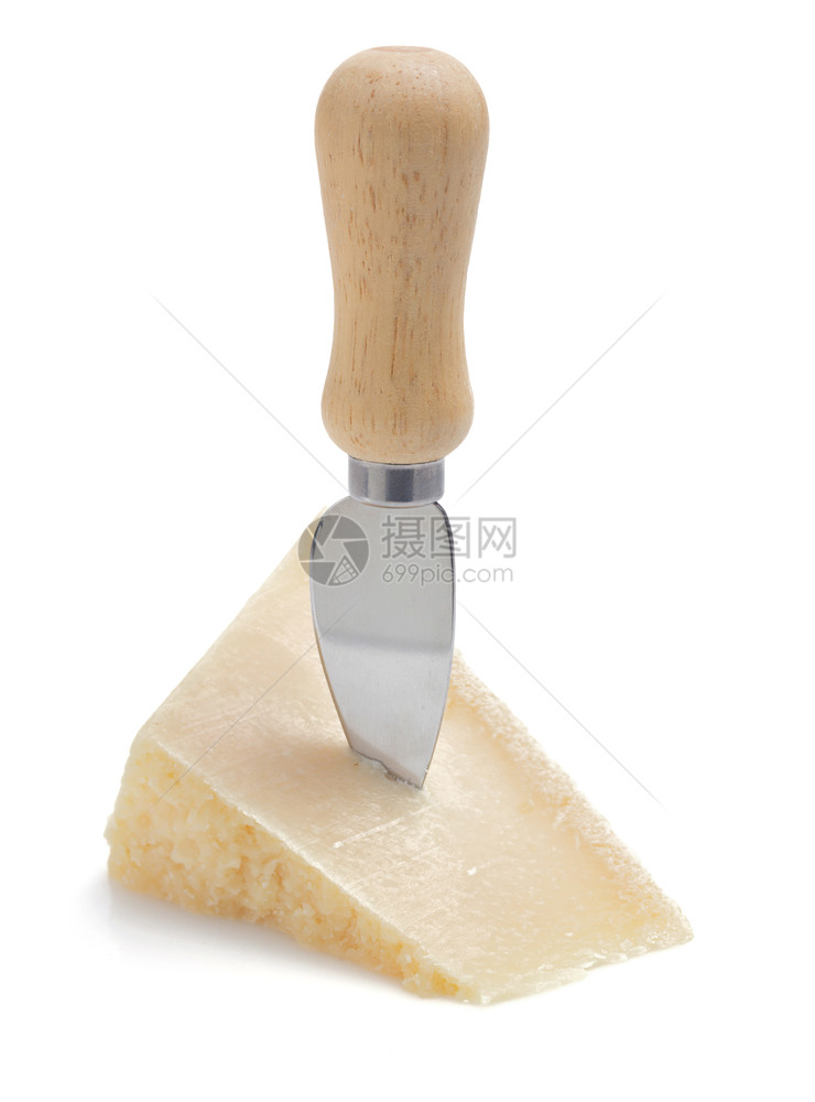 被刀插入黄色的奶酪片图片