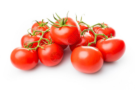 白色背景上孤立的西红柿一群新鲜的西红柿背景图片