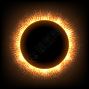 月全日食矢量说明太阳照亮日冕天文暗影插画