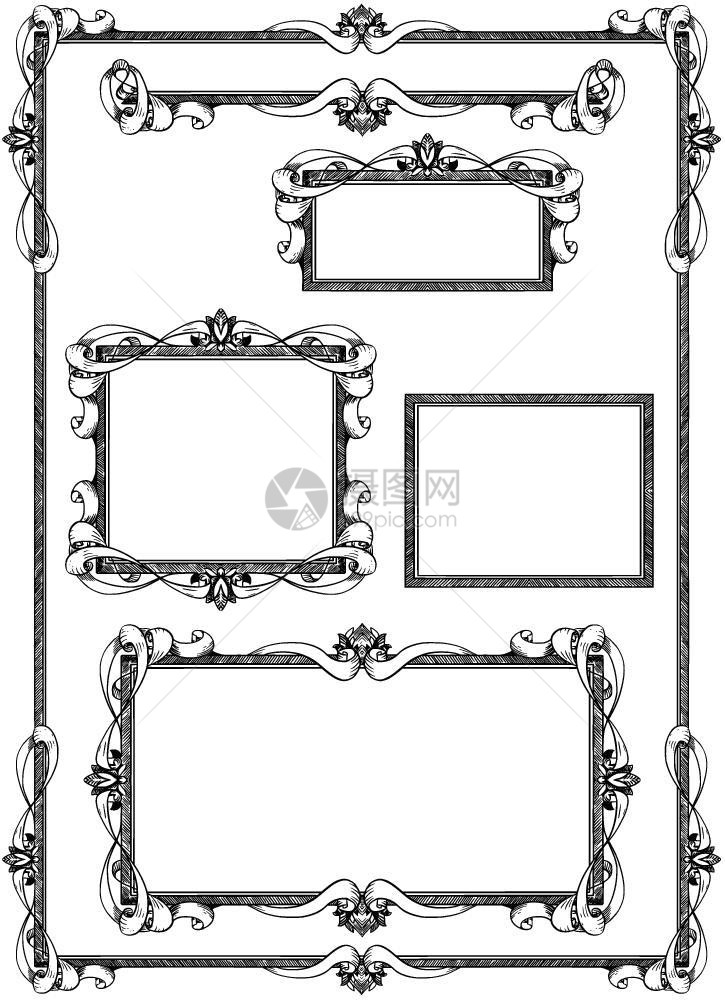 各种艺术装饰框架标签设计同一风格图片