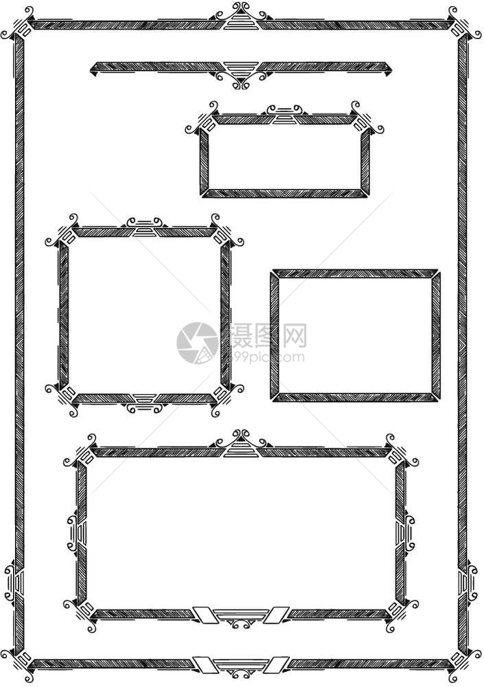 各种艺术装饰框架标签设计同一风格图片