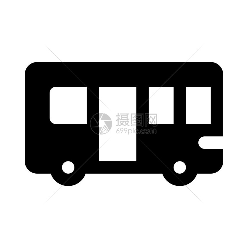 白色背景的黑色公共汽车卡通图图片