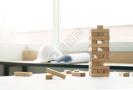 白色小立方体建造一个小砖块构概念背景
