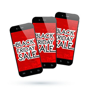 黑色星期五销售黑色智能手机孤立矢量插图黑色星期五智能手机图片