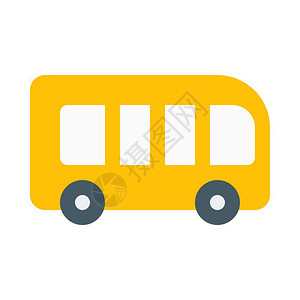白色背景黄色包租公共汽车卡通图图片